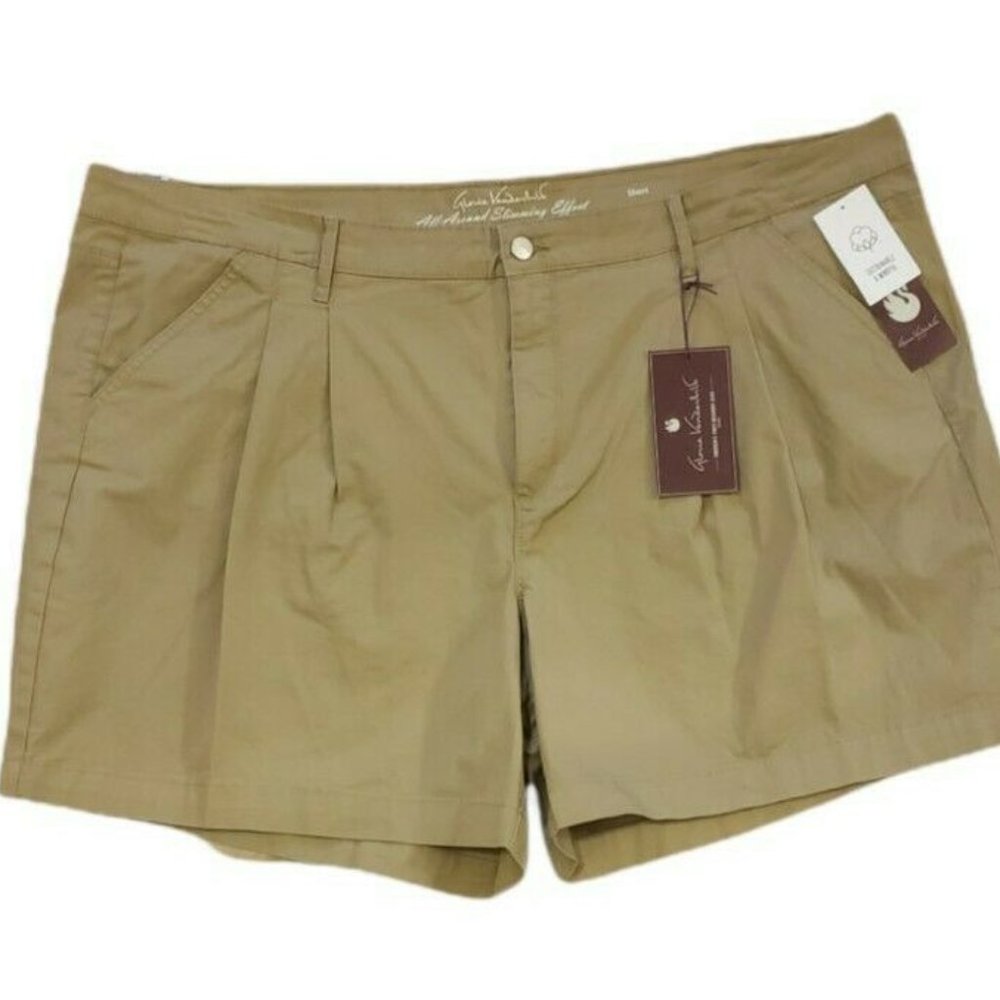 Gloria Vanderbilt Women's Shorts Pleated Size 24 Brown High-Rise Relaxed Leg New